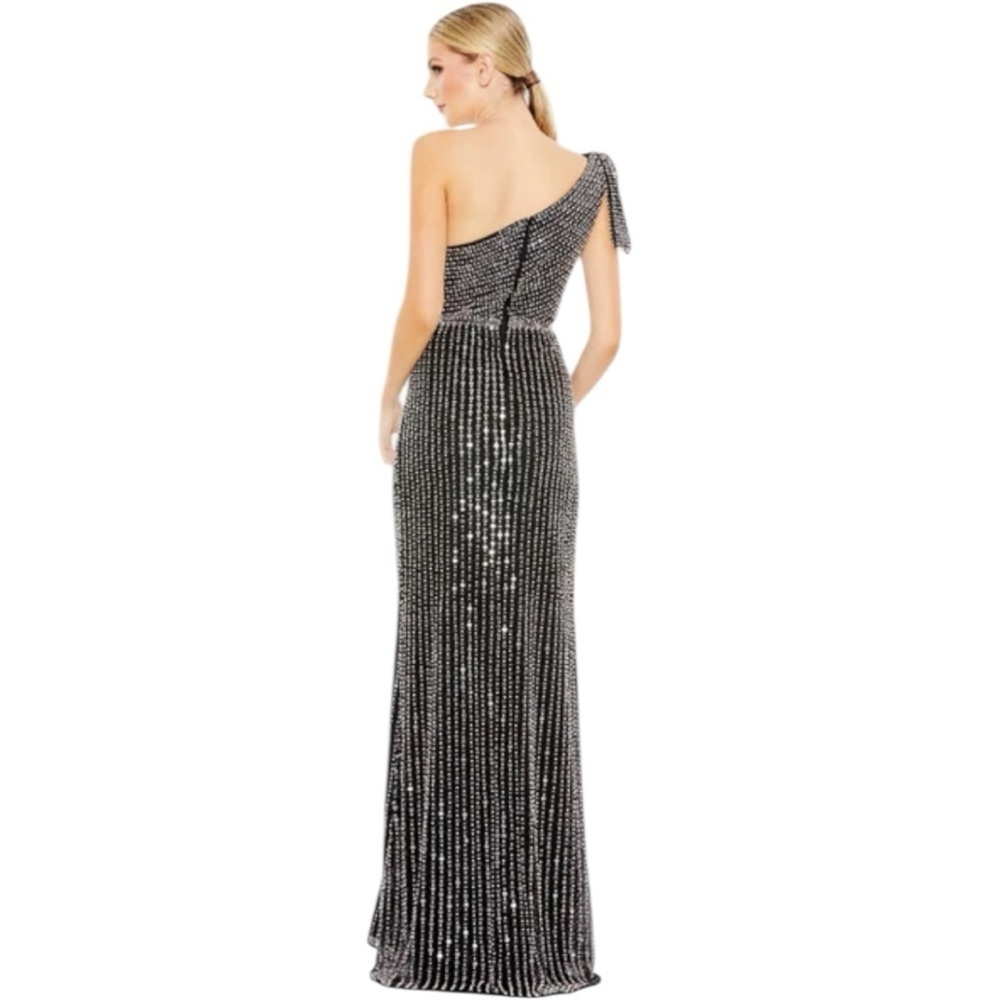 Mac Duggal Pearl Embellished Soft Tie One Shoulder Gown Size 6 Style #93735 NWT - Picture 3 of 10